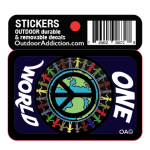 Let's work together to save the earth-"One World" 2.5 x 2 inches cell phone sticker Mark your cell phone or any other item with these great designs sized perfectly for items like computers especially cell phones but works bigger items like your car too! Dimensions: 2.5" x 1.5 inch -printed vinyl Outdoor durable and ultra removable Waterproof